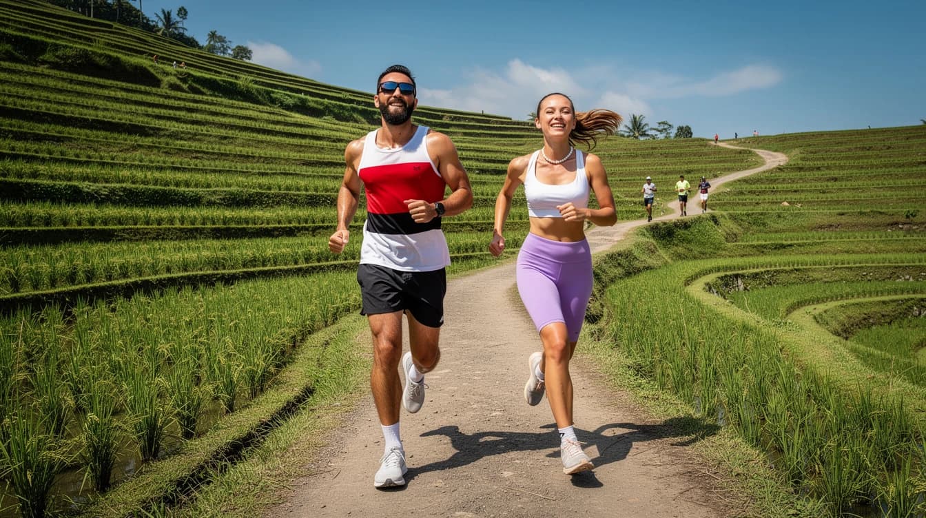 Runners at a community running event in Bali, Indonesia