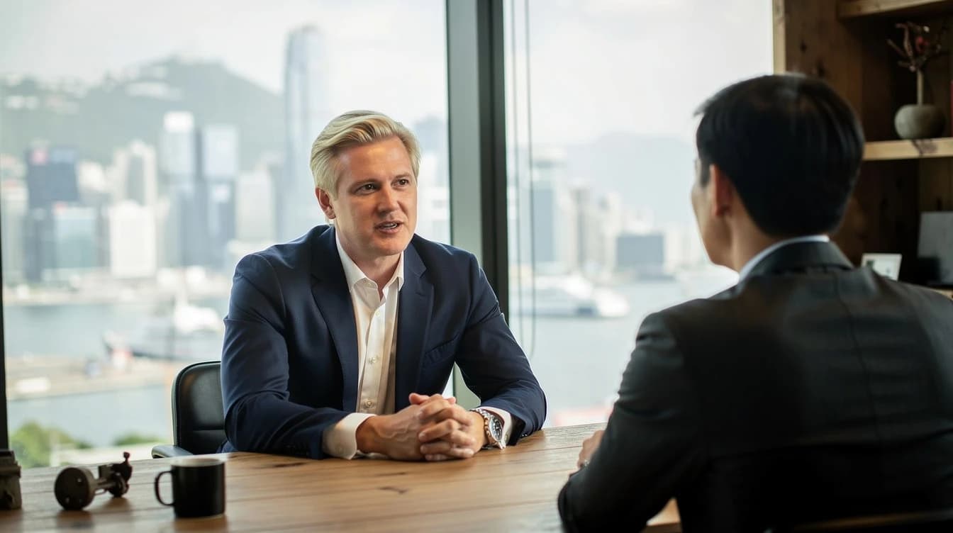 Company director , sitting in his office